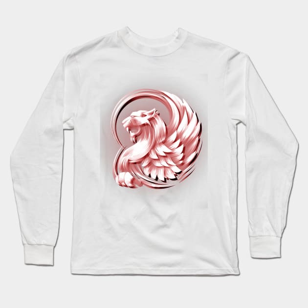 Red Royal Lion Long Sleeve T-Shirt by Ashygaru